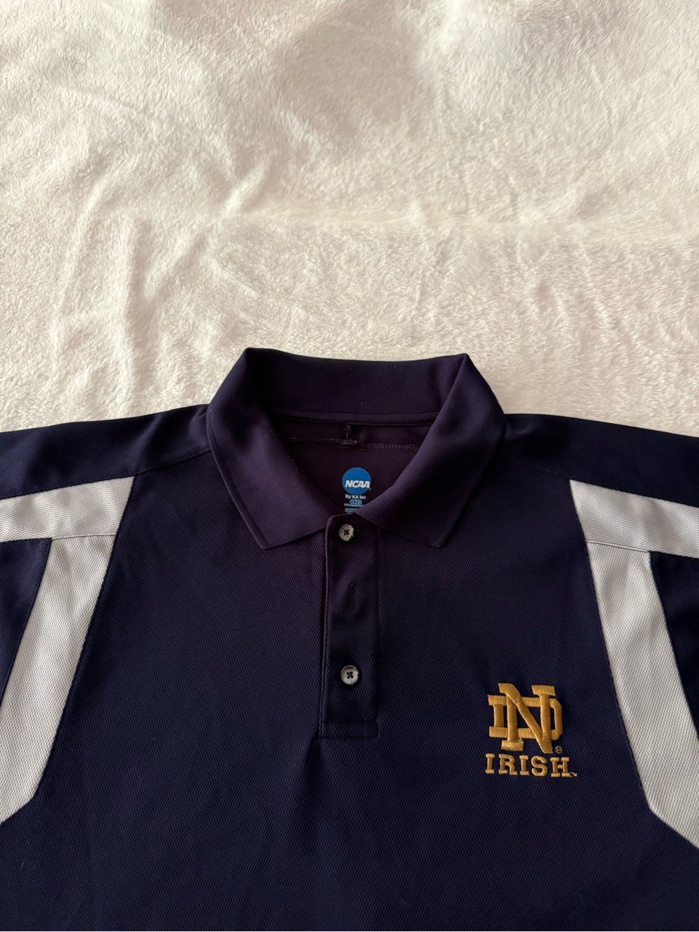 NCAA Notre Dame Navy Blue Fighting Irish Polo Style Shirt L Football 🏈 College - Picture 3 of 5